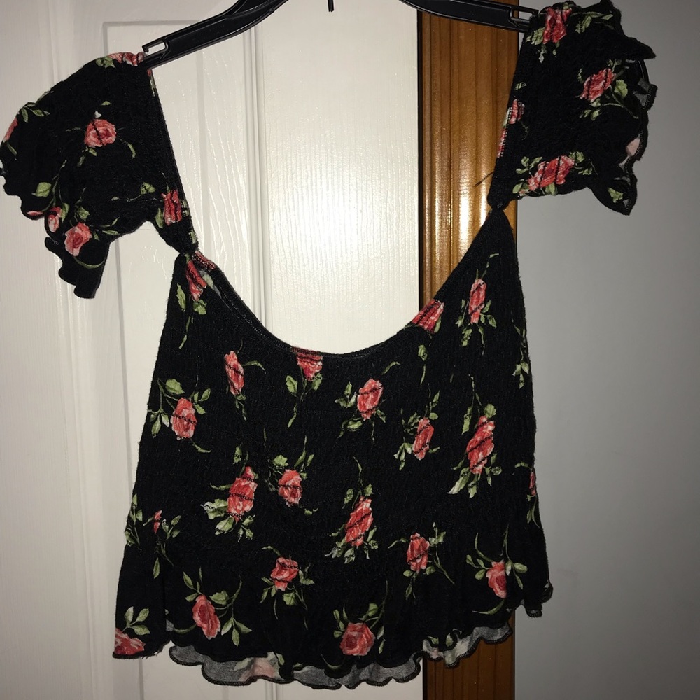 Floral Off Shoulder Super Crop Top